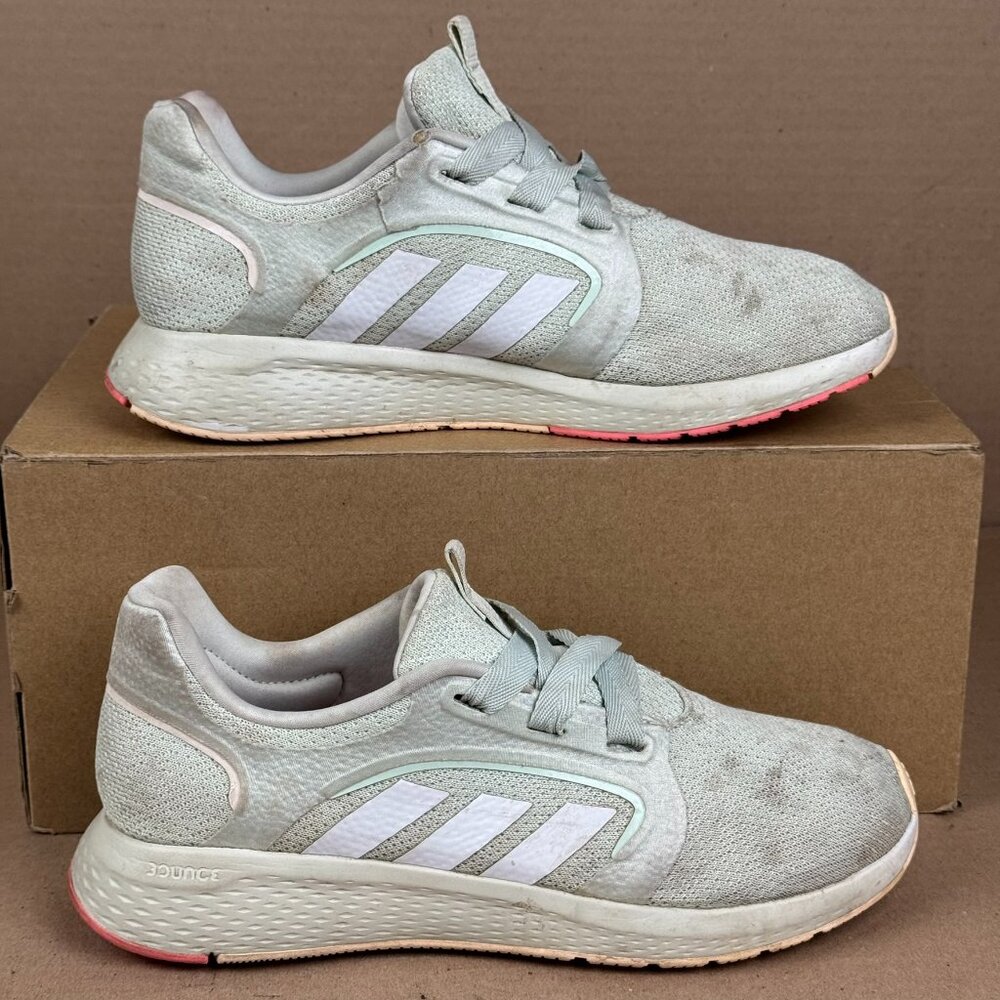 Adidas Women Running EDGE LUX 5 SHOES. Color Linen Green/Cloud White/Orange Sz 9